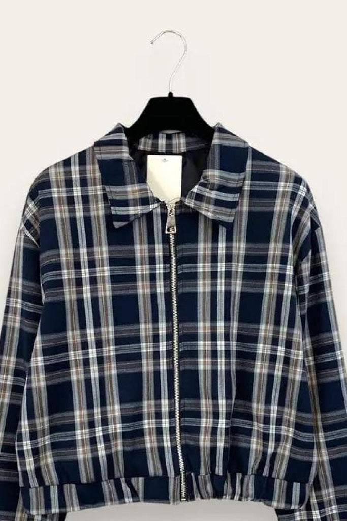 LOVEme Giacca tartan con zip e colletto