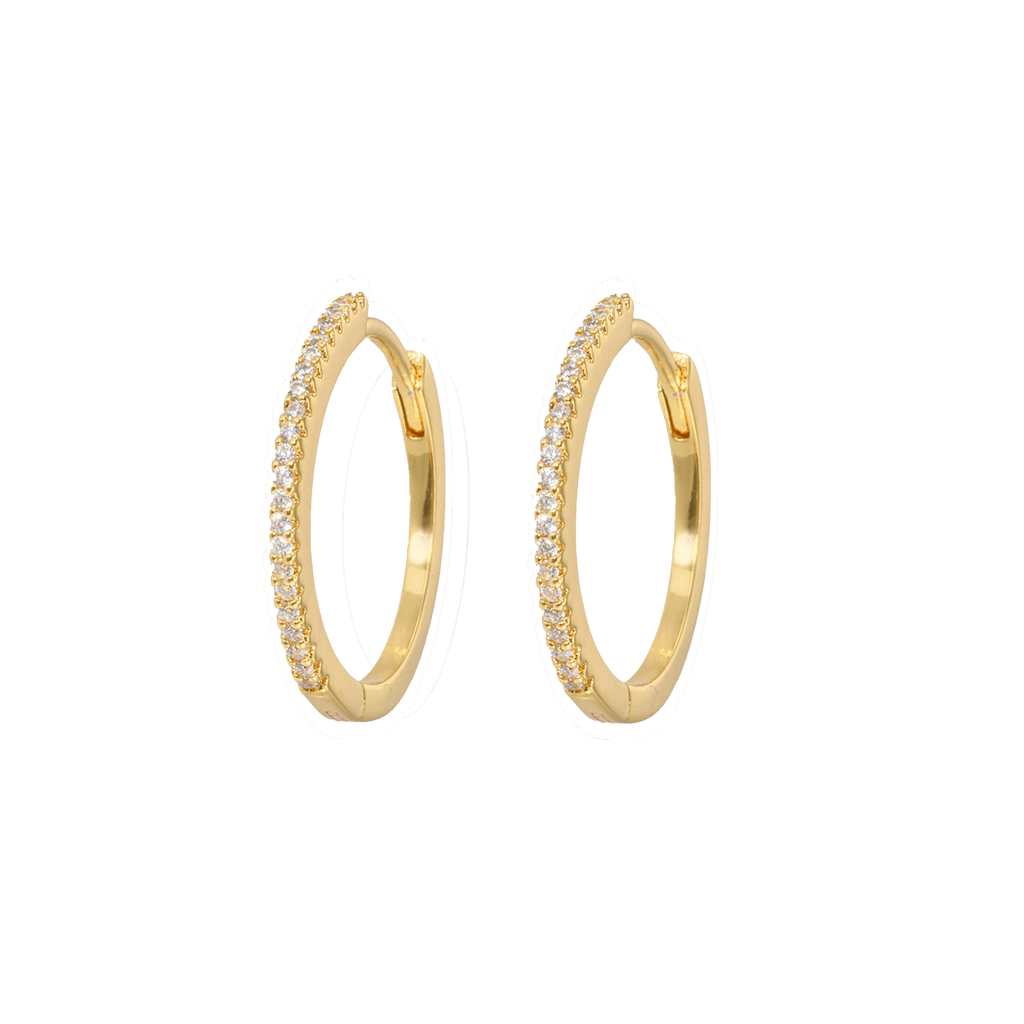 Orecchini Cerchi Grandi Slim Pietre Bianche