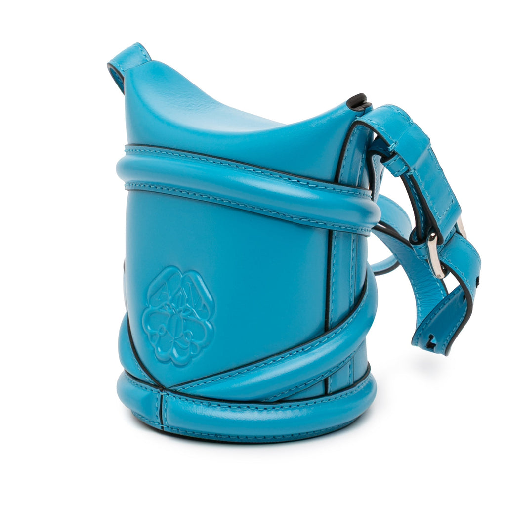 Alexander McQueen The Curve – Borsa a Secchiello in Pelle di Vitello Blu