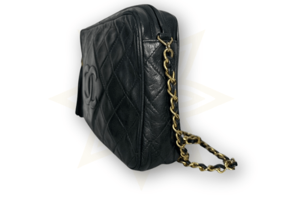 Chanel Camera Bag in pelle nera trapuntata – Vintage anni ‘80/’90