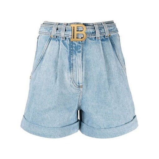 Balmain - Shorts - Azzurro pantaloncini con fibbia