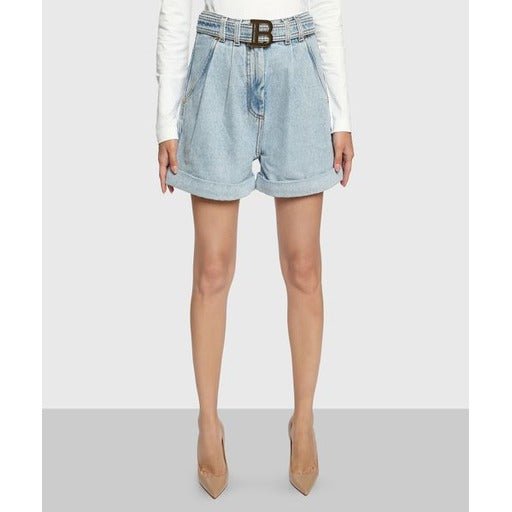 Balmain - Shorts - Azzurro pantaloncini con fibbia