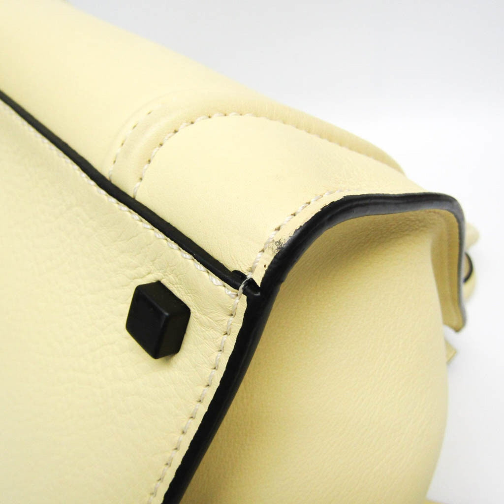 CELINE Luggage Micro Tote in pelle liscia avorio