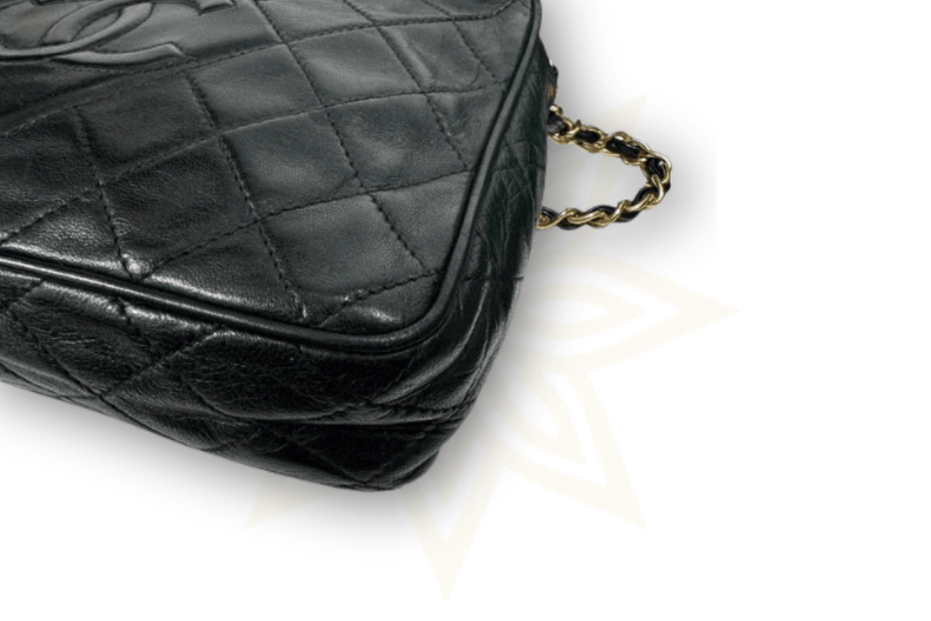 Chanel Camera Bag in pelle nera trapuntata – Vintage anni ‘80/’90