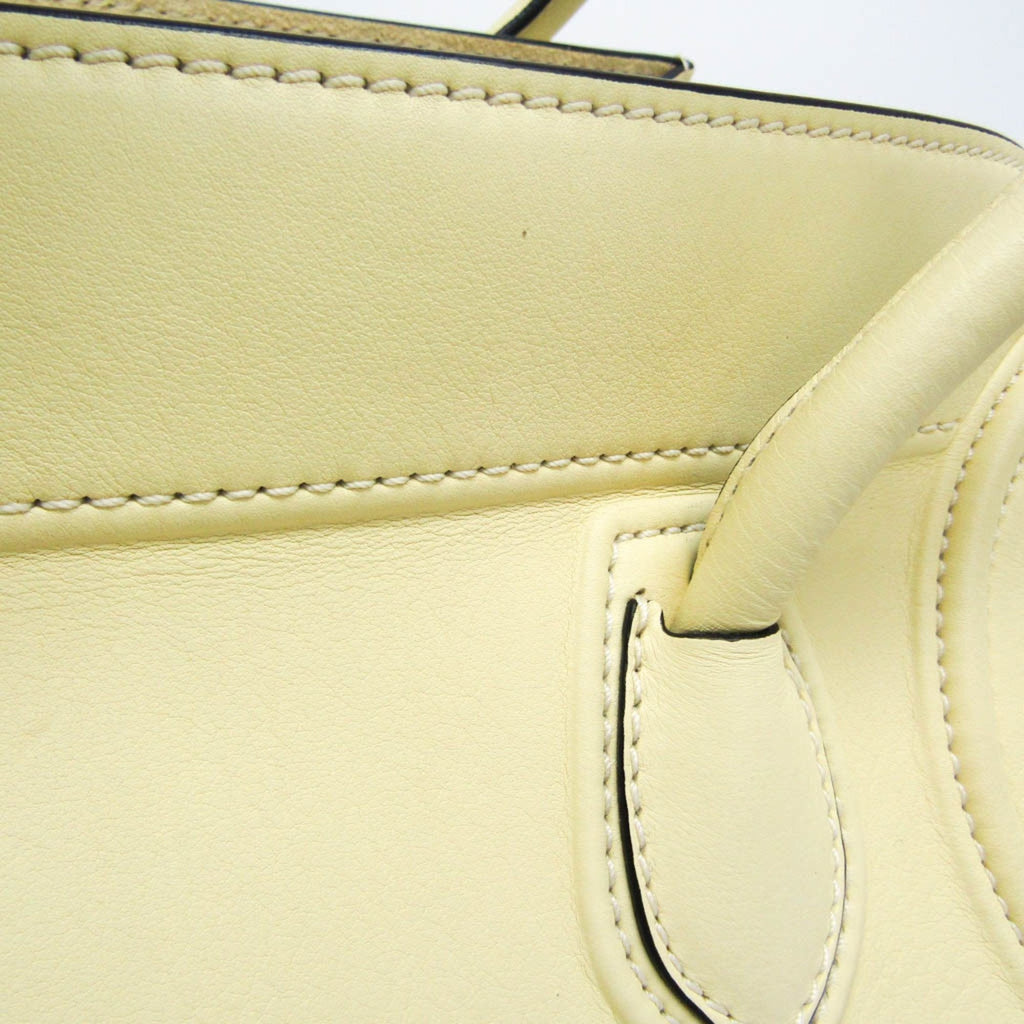 CELINE Luggage Micro Tote in pelle liscia avorio