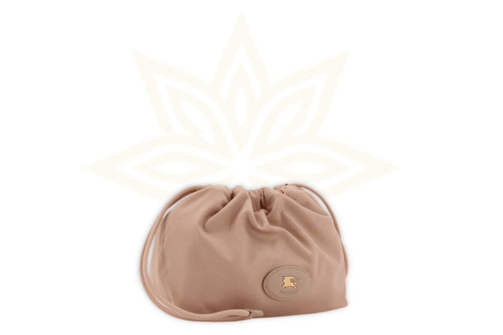 Burberry Drawstring Clutch in nylon rosa cipria – Nuova da boutique