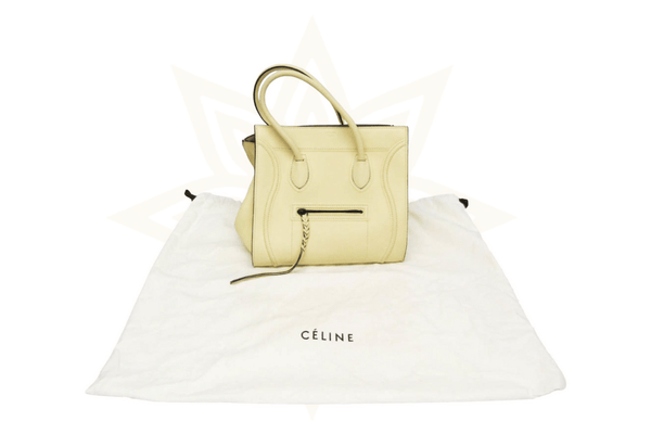 CELINE Luggage Micro Tote in pelle liscia avorio