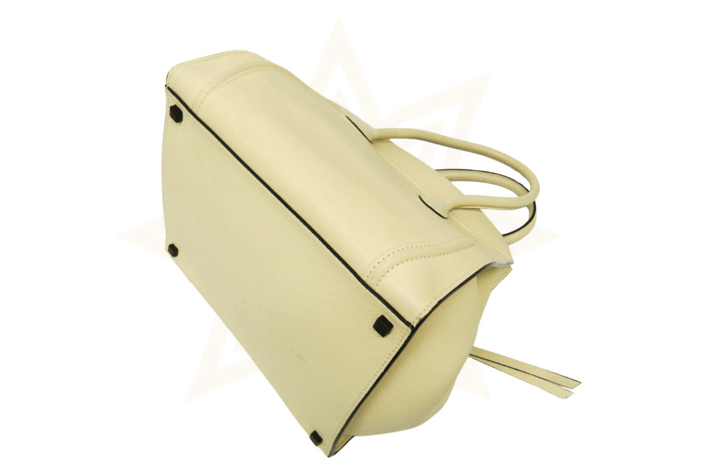 CELINE Luggage Micro Tote in pelle liscia avorio