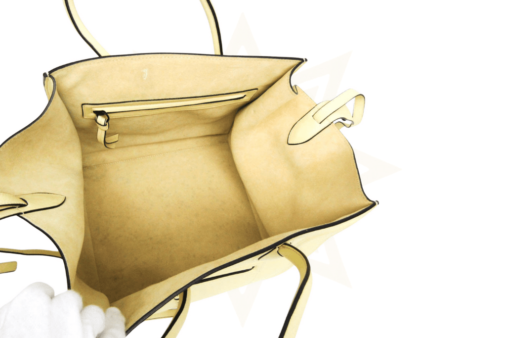 CELINE Luggage Micro Tote in pelle liscia avorio