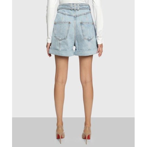 Balmain - Shorts - Azzurro pantaloncini con fibbia
