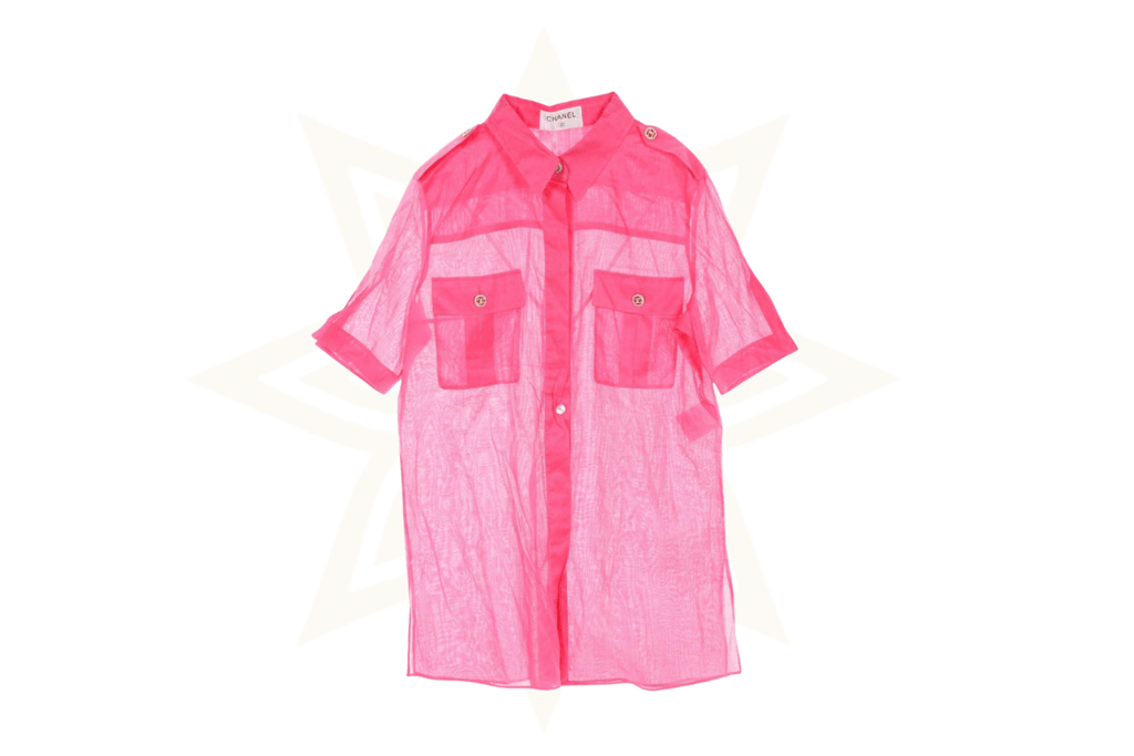 Camicia Chanel in cotone trasparente rosa fucsia