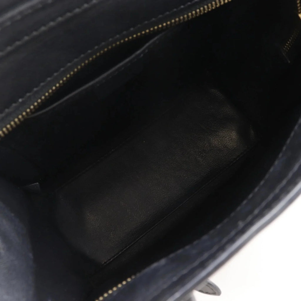Céline Nano Luggage in Pelle Tricolore – Nero, Marrone e Bianco Sporco