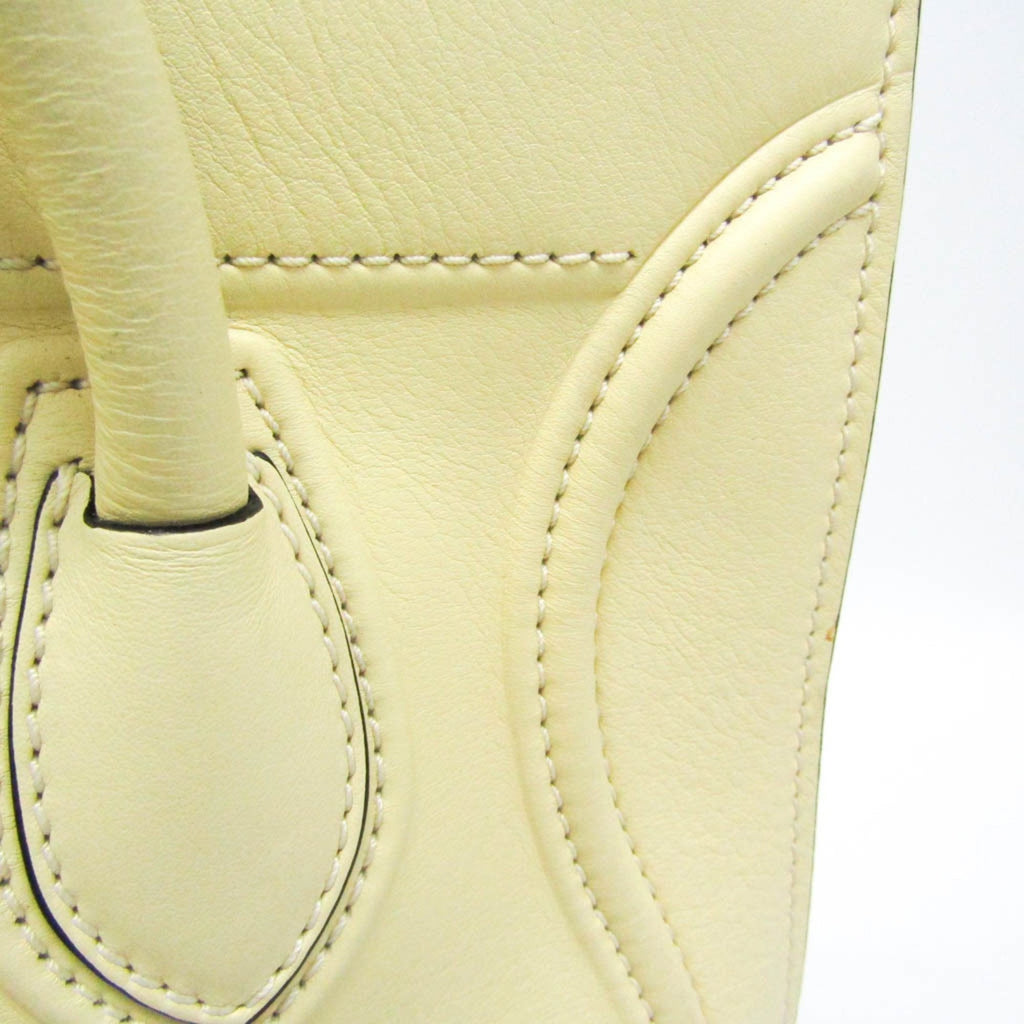CELINE Luggage Micro Tote in pelle liscia avorio