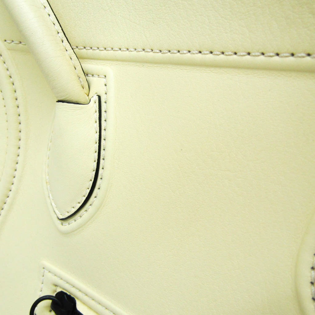 CELINE Luggage Micro Tote in pelle liscia avorio