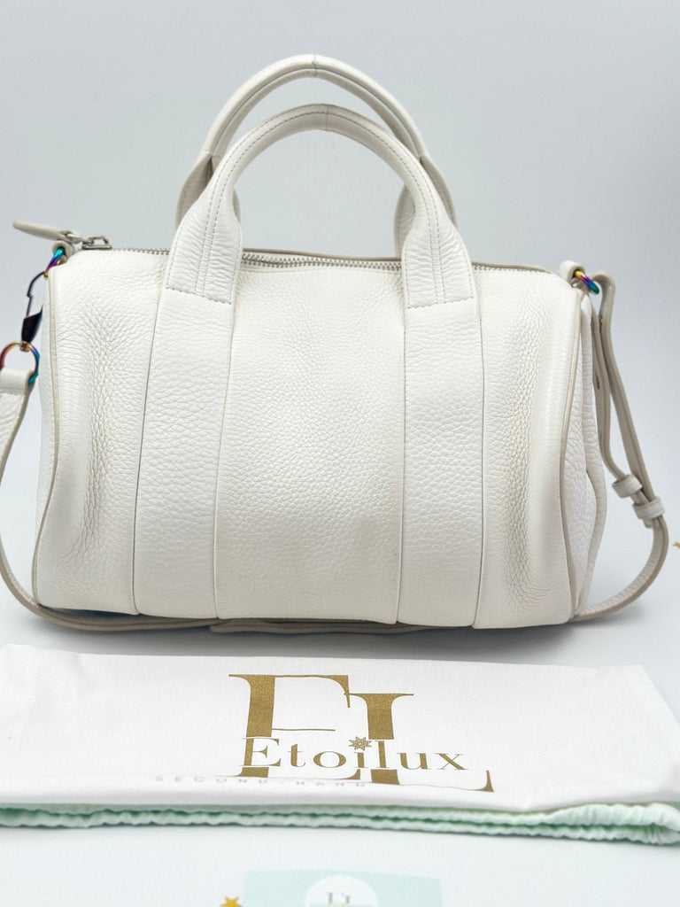 Alexander Wang Rocco Bag in pelle martellata bianca con borchie iridescenti