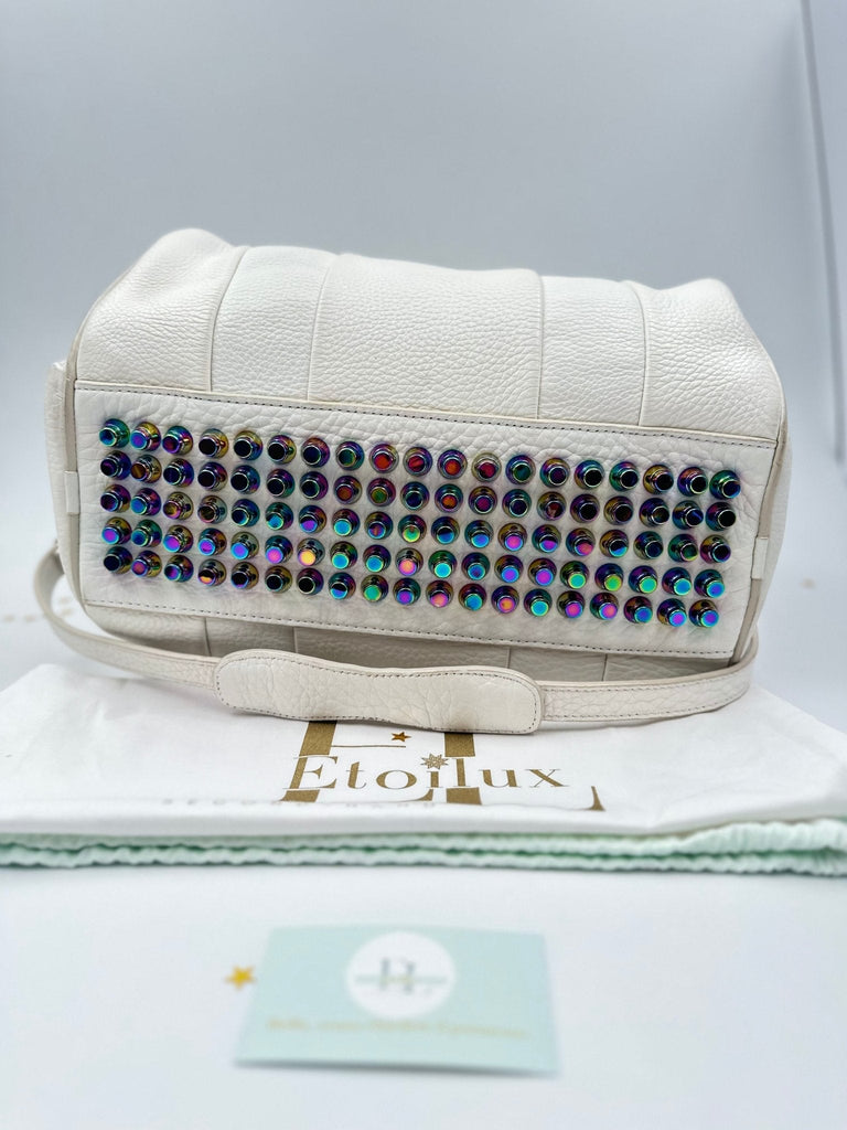 Alexander Wang Rocco Bag in pelle martellata bianca con borchie iridescenti