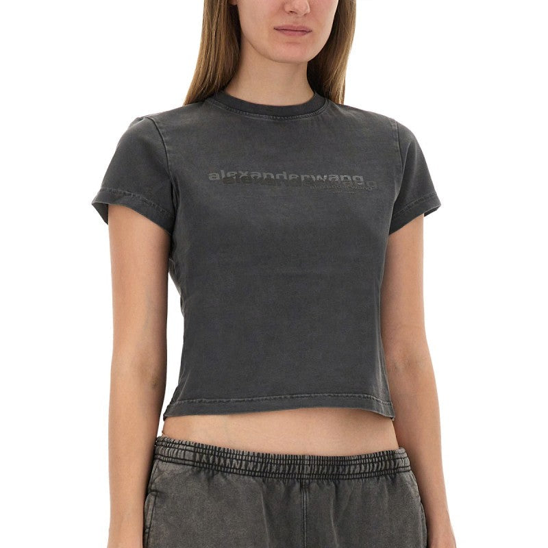 ALEXANDER WANG T-SHIRT CROPPED CON LOGO