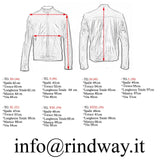 Giacca Biker In Vera Pelle Blu Uomo Slim Cuciture Frontali Rindway